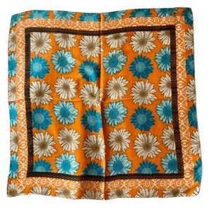 Floral Flower Scarf Wrap Sunflower Daisy Square Summer 27" X 27" Orange Blue